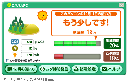 「エネパル®PCパック」の利用者画面