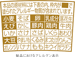 製品におけるアレルゲン表示"